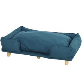 Raised Dog Couch with Comfortable Cushion, Pine Wood Legs, Foot Pads for Large-Sized Dogs Indoor Use, Dark Blue (Option: Blue-740x160x590 mm)